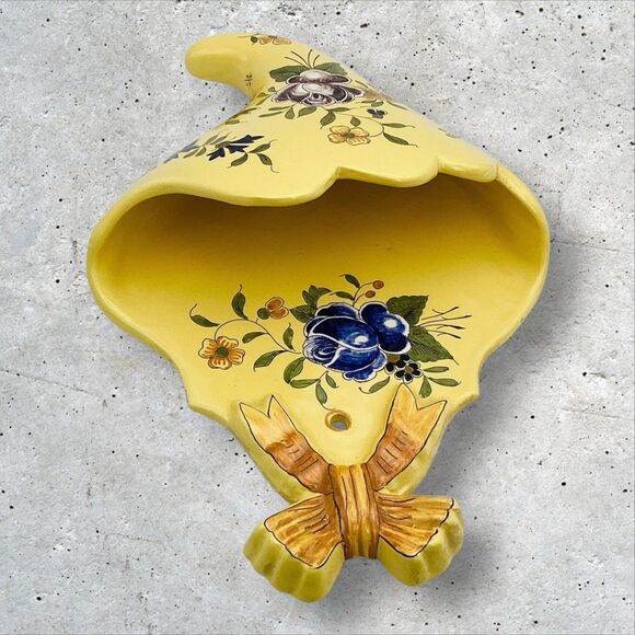 Wall Pocket Vase Hand Painted France Vintage 12.5in - Picture 4 of 9